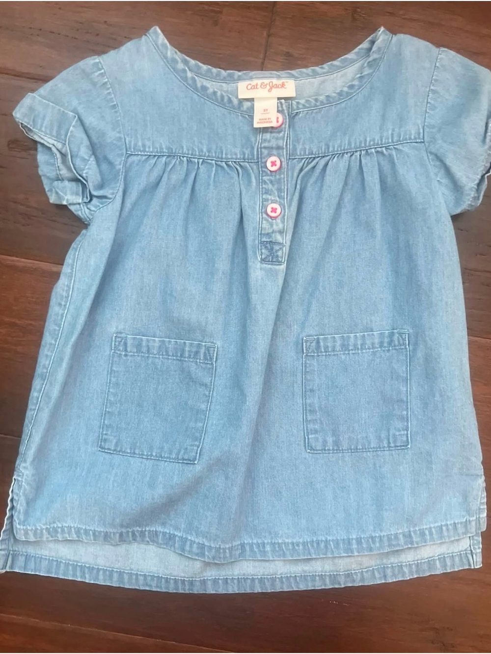Cat & Jack Light Blue Denim Girls' Short Sleeve Tunic Top